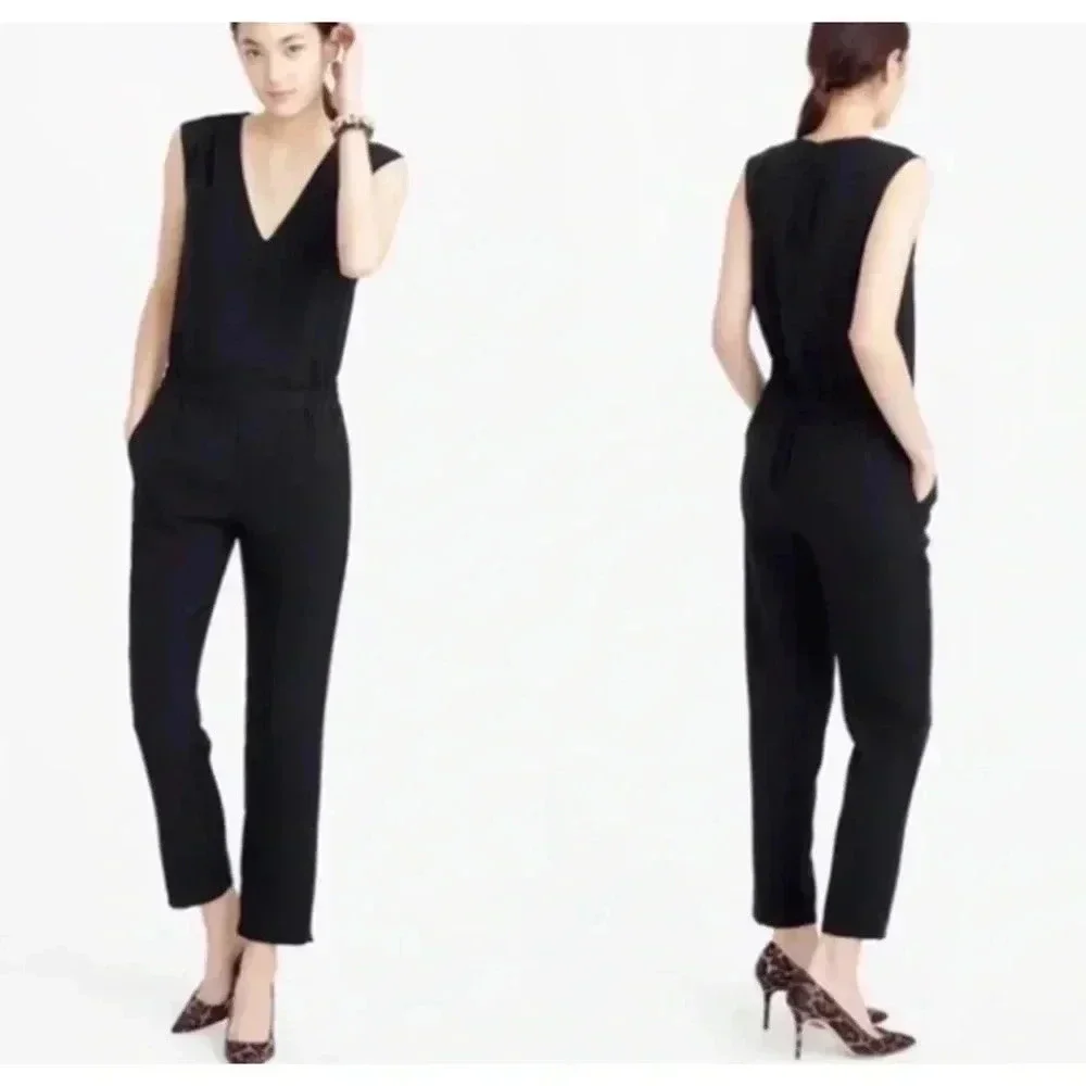 J.Crew Drapey Oxford Black Jumpsuit Size 0